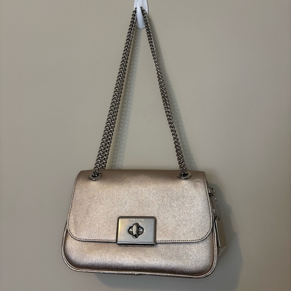 NWOT Coach Cassidy Crossbody Purse in Platinum Silver Metallic Leather - Picture 2 of 16